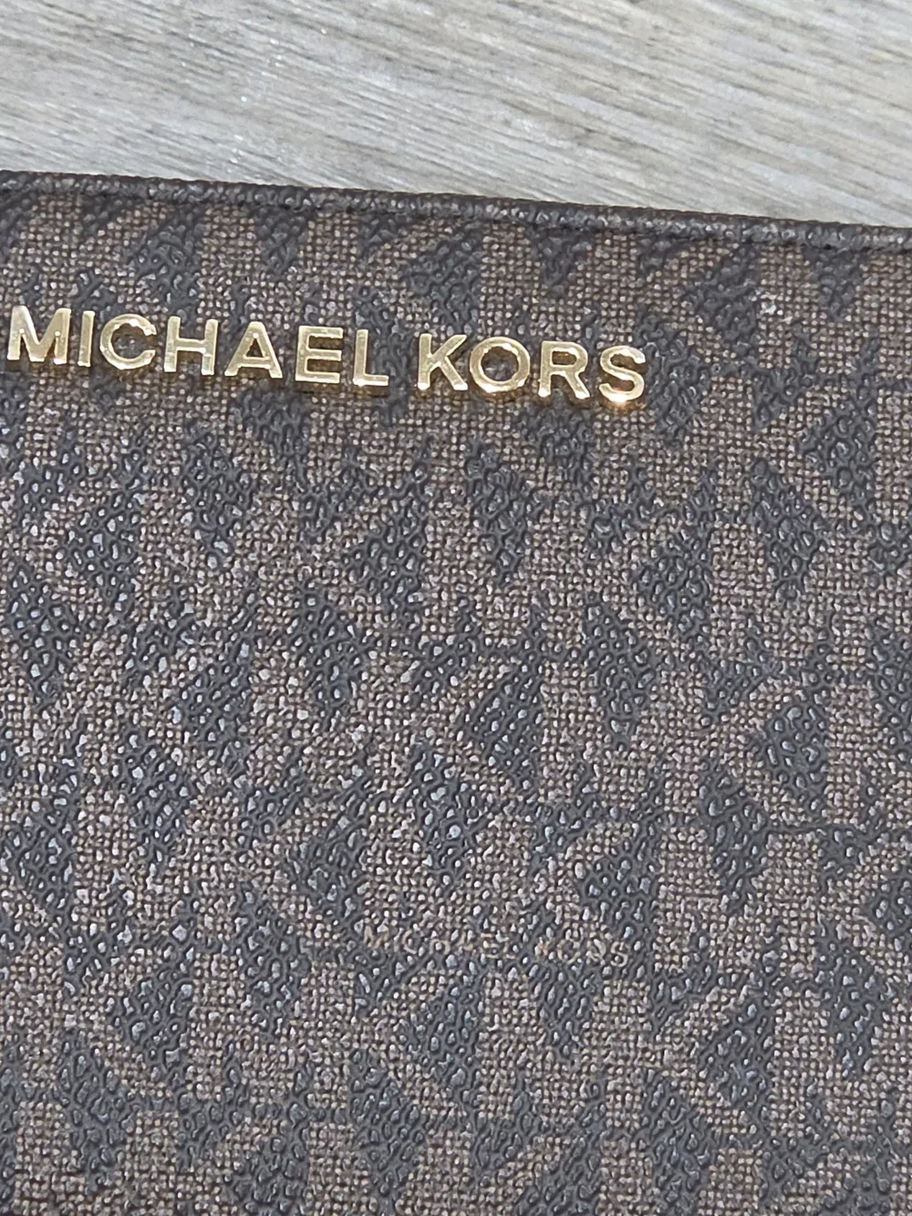 Michael Kors Brown Leather Zip Wallet with Gold Hardware Wristlet